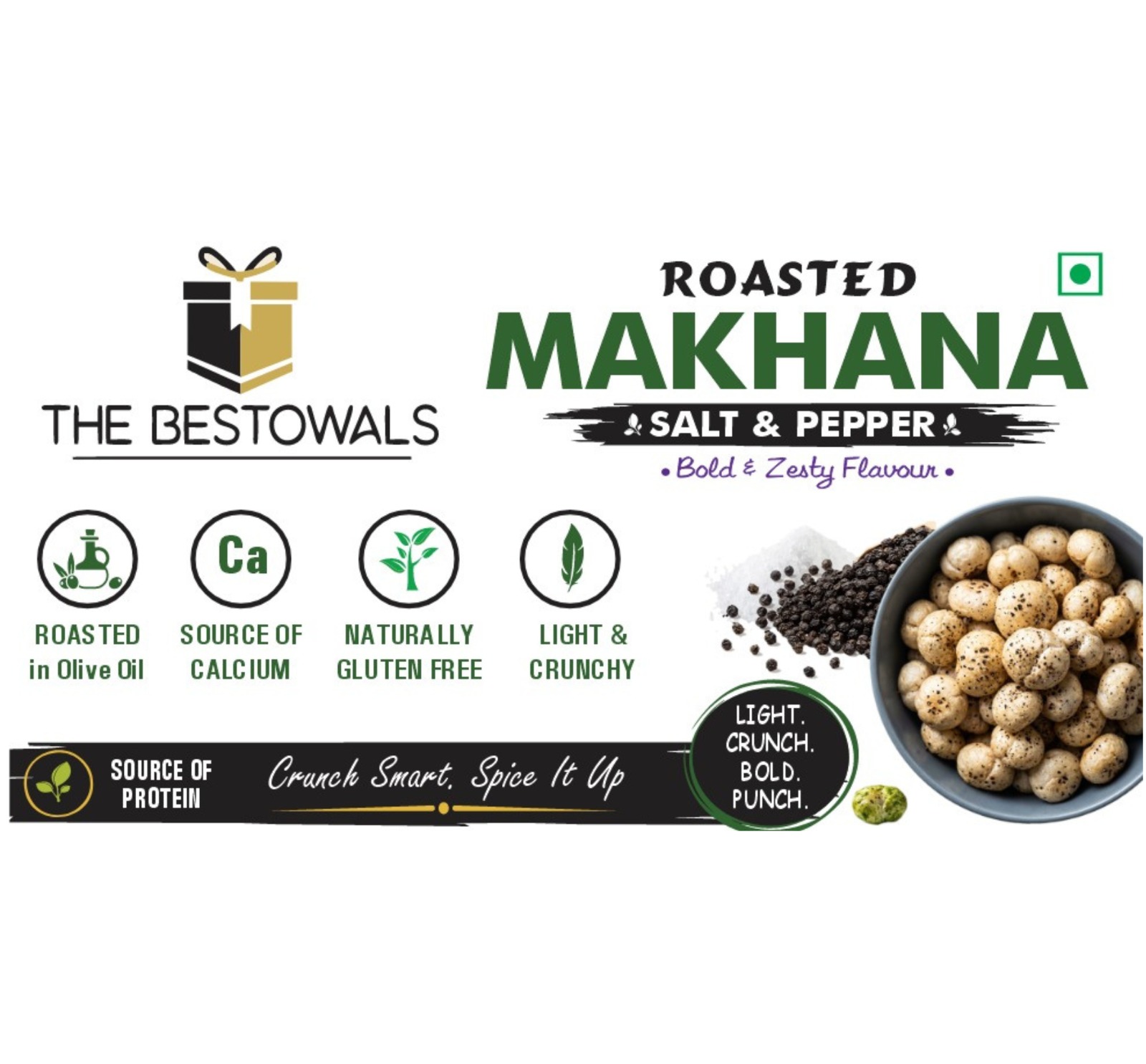 Roasted Makhana 90 Gm(Salt & pepper)